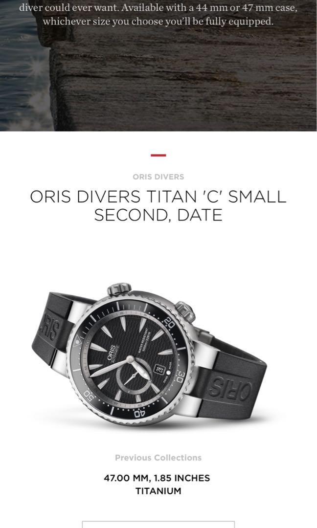 Oris Divers Titan C Small Second Date For Sale Men s Fashion
