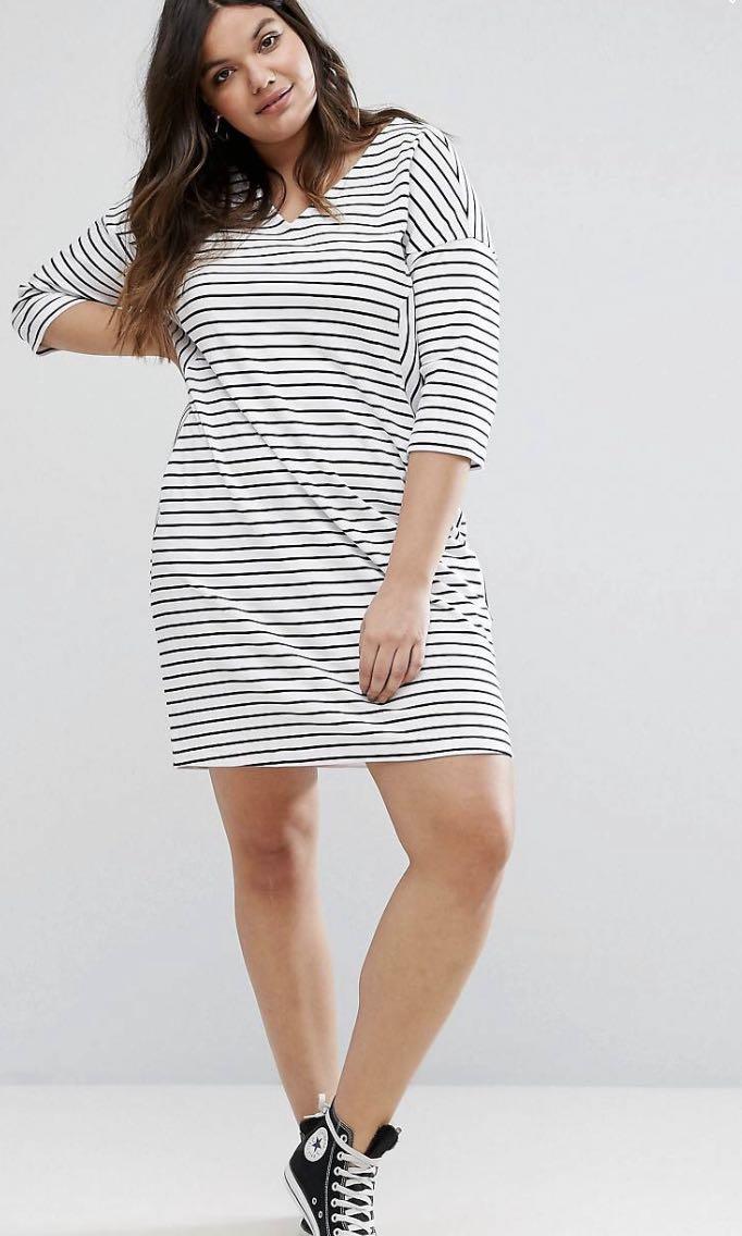 Plus Size Uk 22 Organic Cotton Stripe Dress Women S Fashion