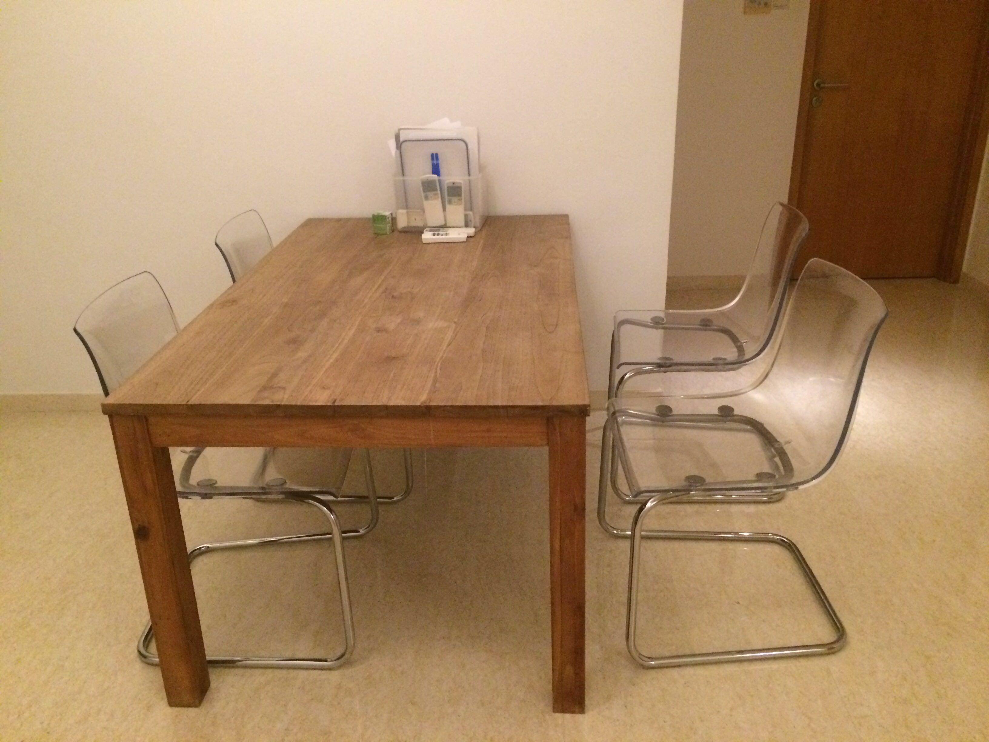 Scanteak Solid Teak Dining Table W 4 Ikea Chairs Furniture Tables Chairs On Carousell