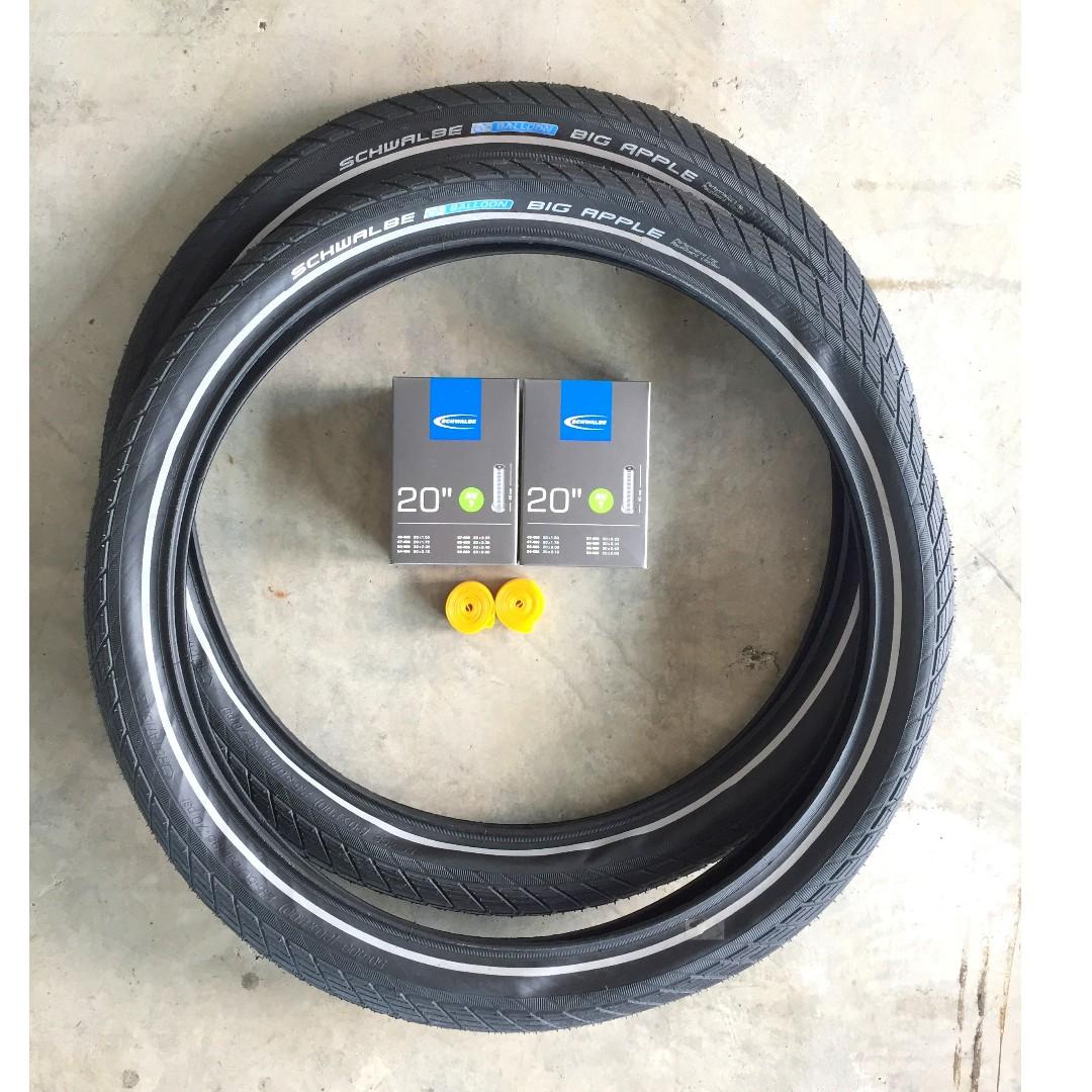 Schwalbe Big Apple 20x2 0 Tyres Sports Equipment Bicycles Parts Bicycles On Carousell