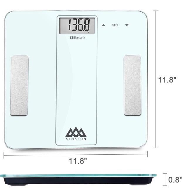 SENSSUN Bluetooth Body Fat BMI Scale, High Precision ITO Coating Bathroom  Weight Scale with Smartphone App