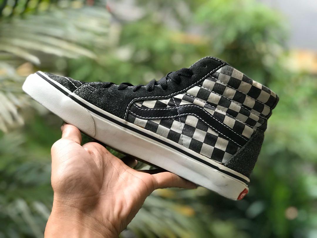Vans sk8 hi blur check Men s Fashion Footwear Sneakers on Carousell