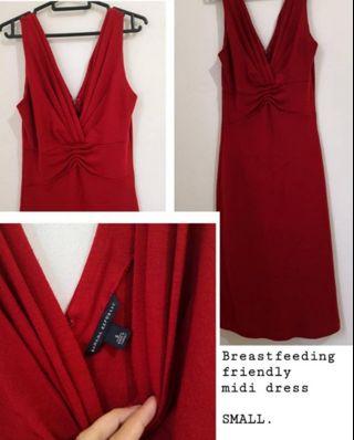 Banana Republic midi bodycon red wine dress
