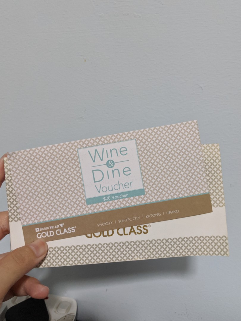 20 Gold Class Wine & Dine voucher [exp 31 Oct 2019], Tickets
