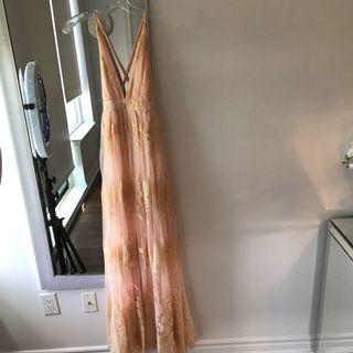 Honey peach color prom dress
