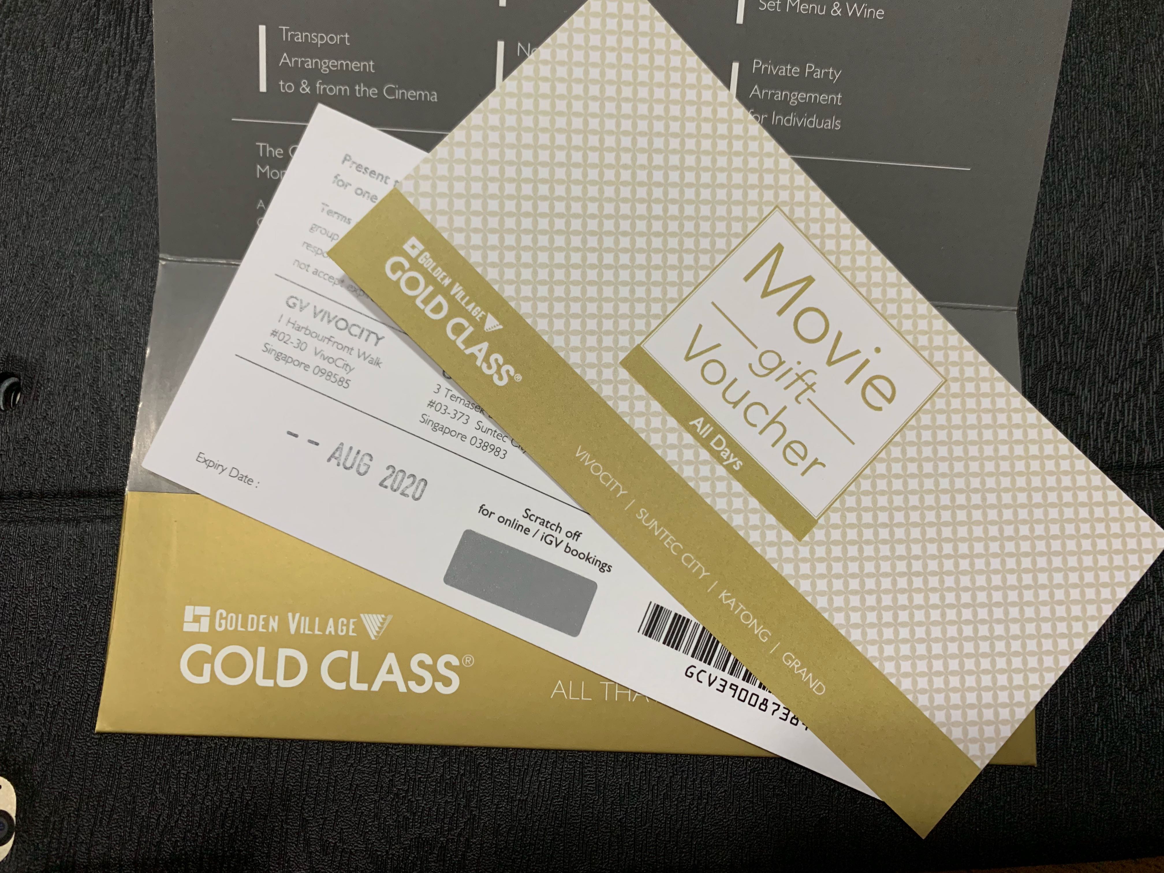 2 GV Gold Class Ticket, Tickets & Vouchers, Vouchers on Carousell