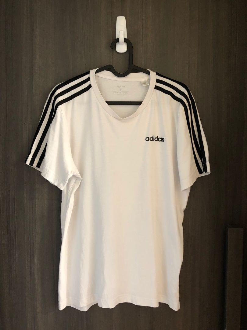 adidas essentials 3 stripe t shirt