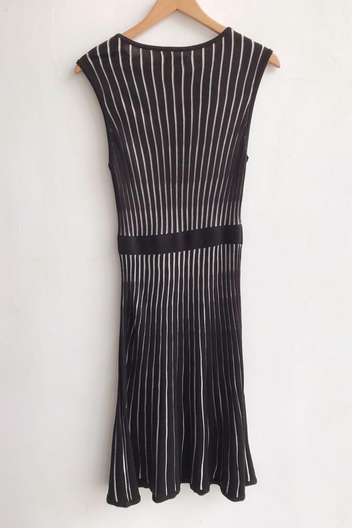 Calvin klein black and white striped dress on sale