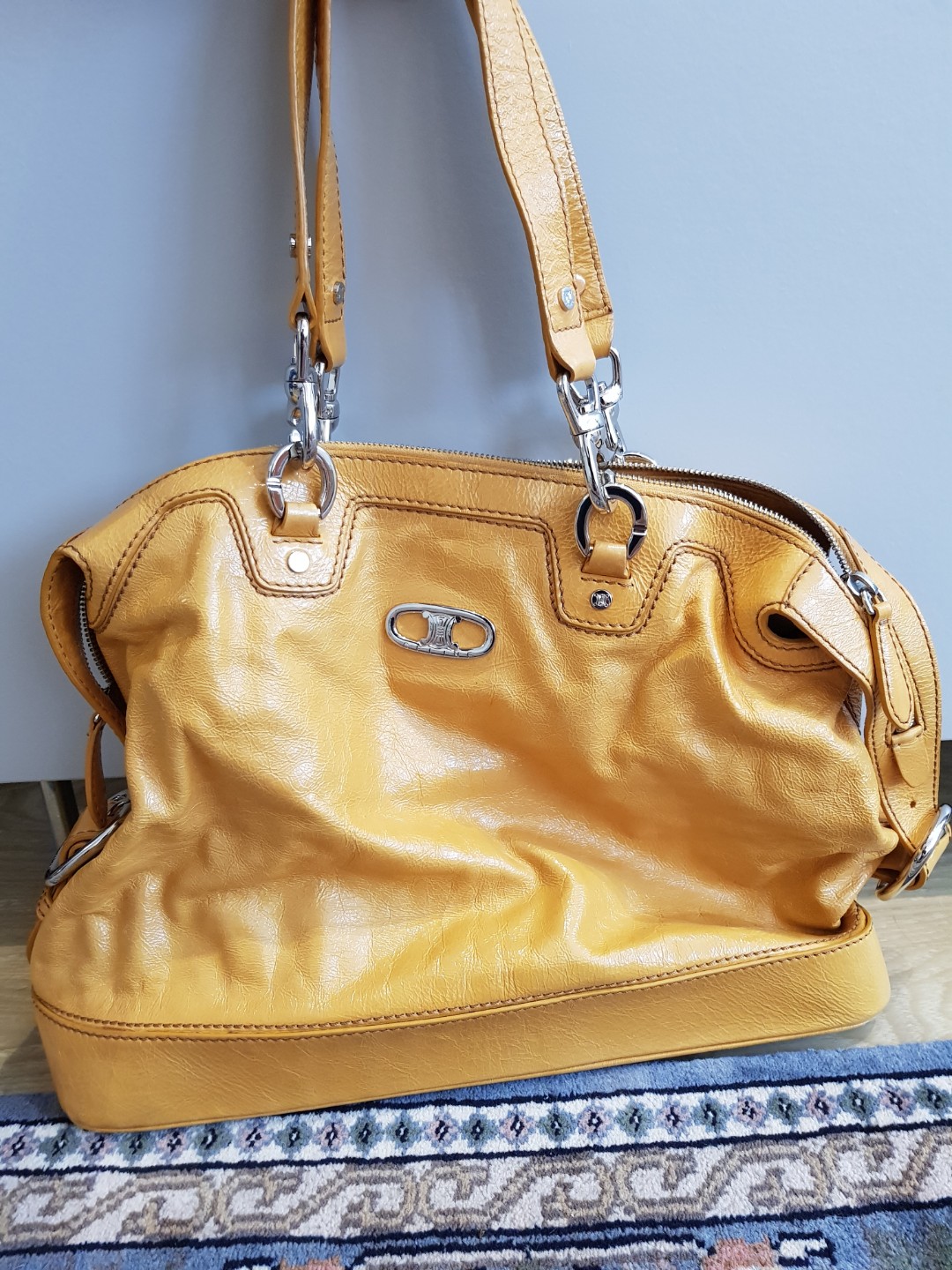 Vintage Celine Mustard Yellow Leather Tote Bag, Luxury, Bags & Wallets