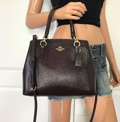 Coach Minetta Crossbody Handbag Oxblood Crossgrain Leather Luxury