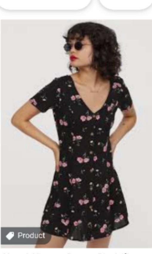 H&m v shop neck viscose dress