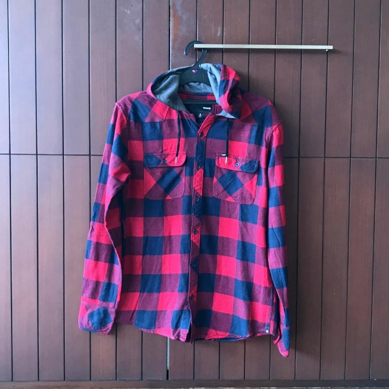 hurley flannel hoodie