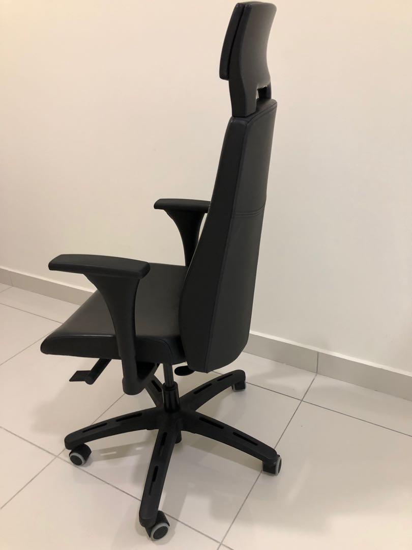Ikea Volmar Leather Swivel Office Chair (Perfect Condition), Furniture