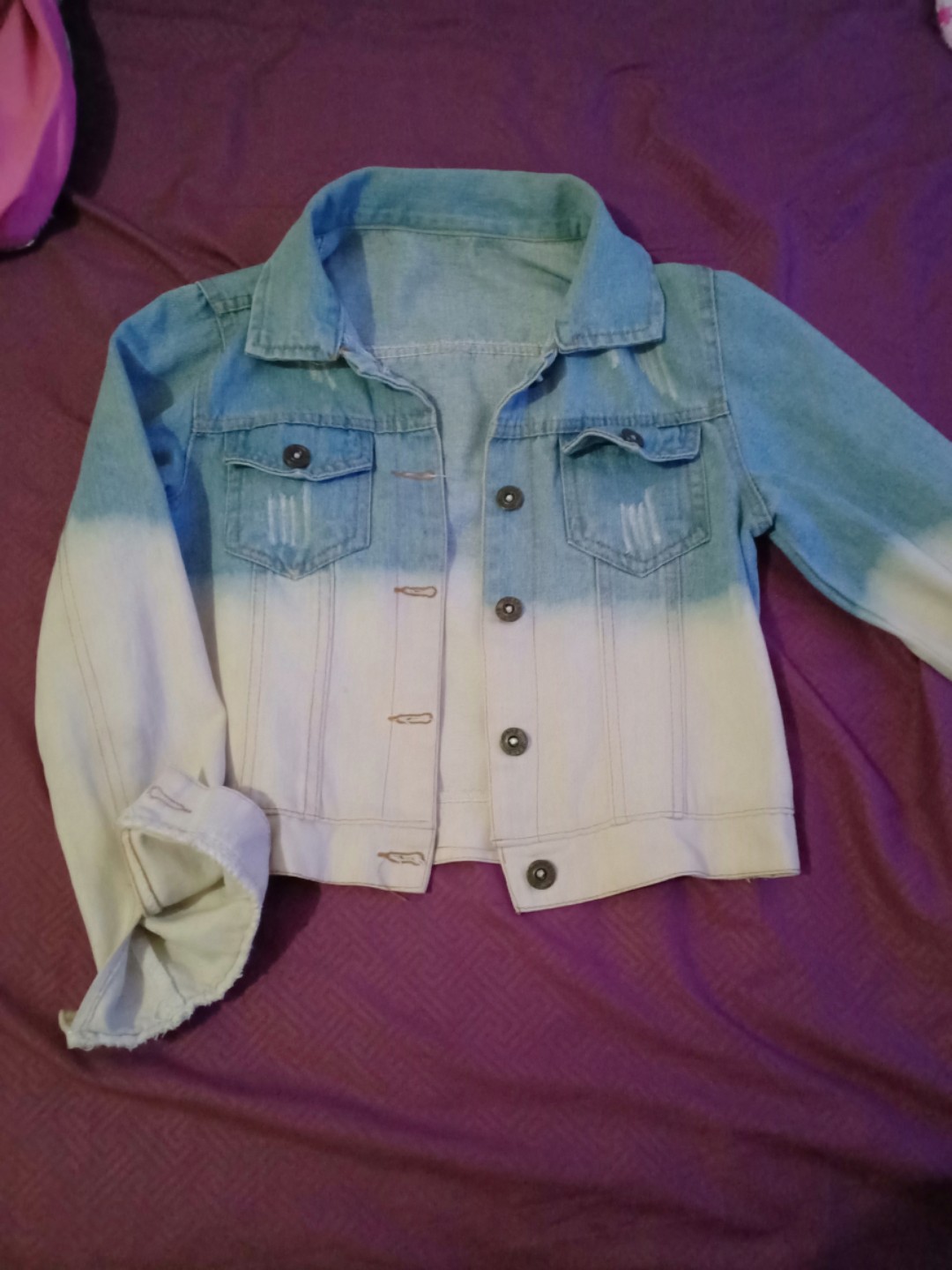 Jaket Jeans crop ombre size S-M, Fesyen 