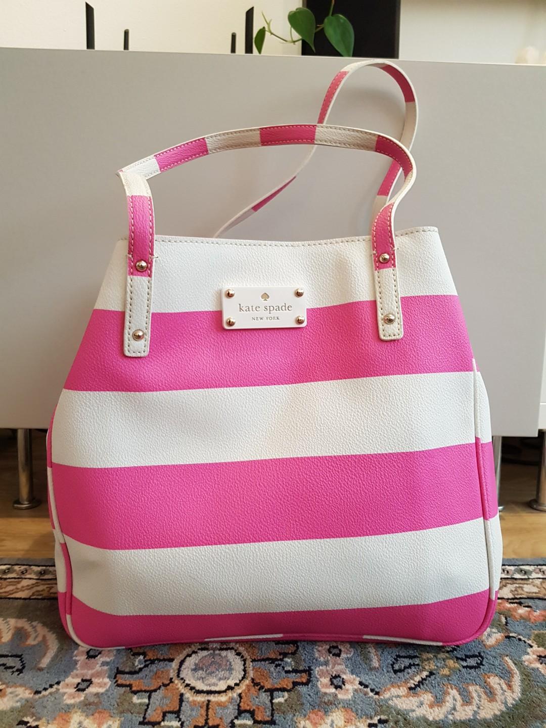Kate Spade Pink and White Bag Luxury Bags Wallets on Carousell