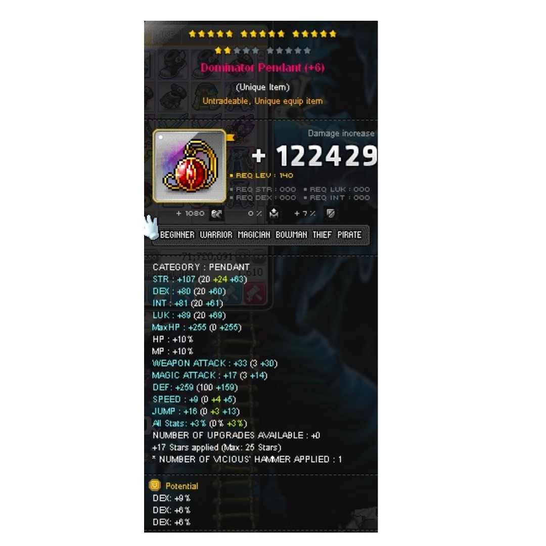 S> T> MapleSEA Aquila Dominator Pendant Dex, Video Gaming, Gaming