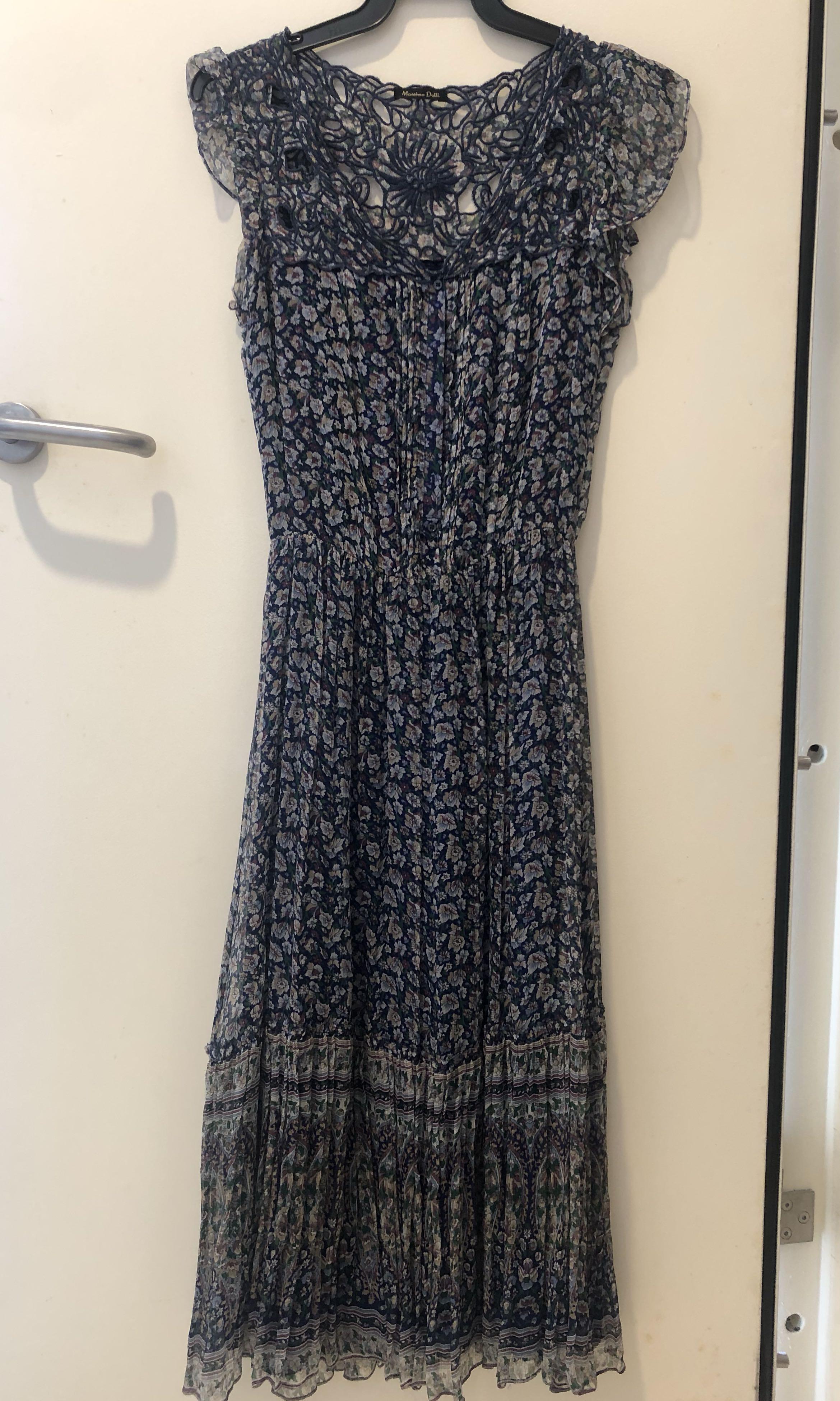 massimo dutti black floral dress