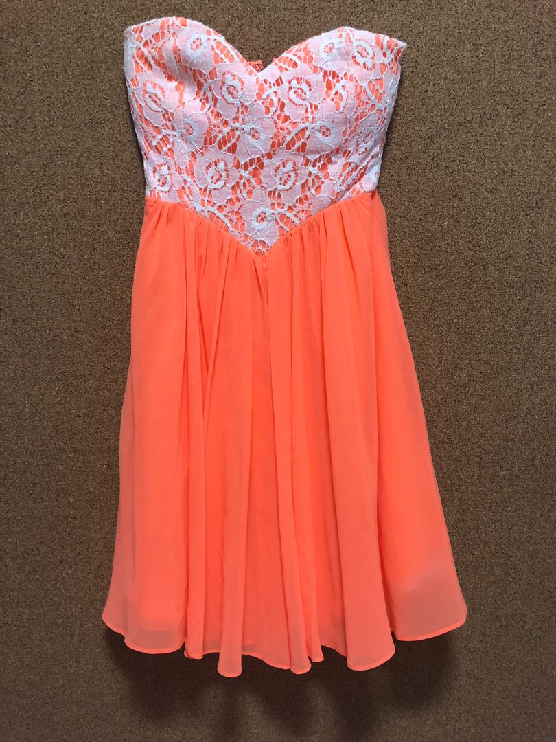 neon orange tube dress