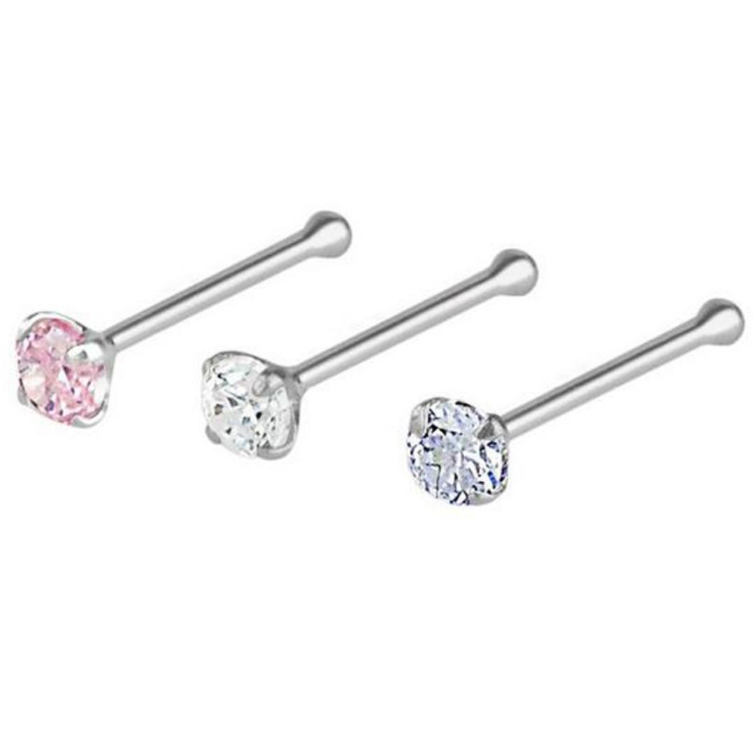 Nose Piercing Stud with White Stone