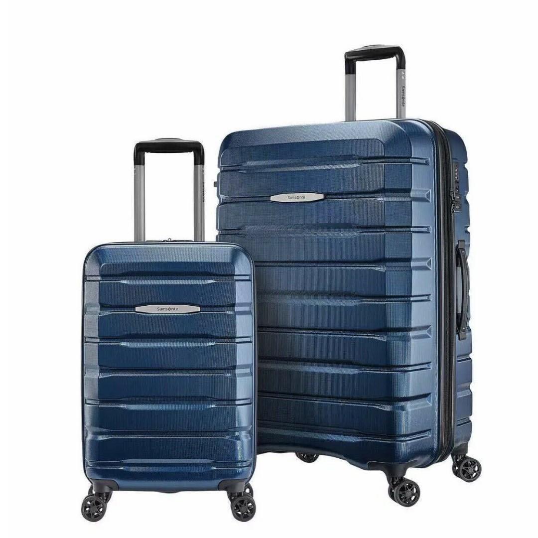 blue hardside luggage