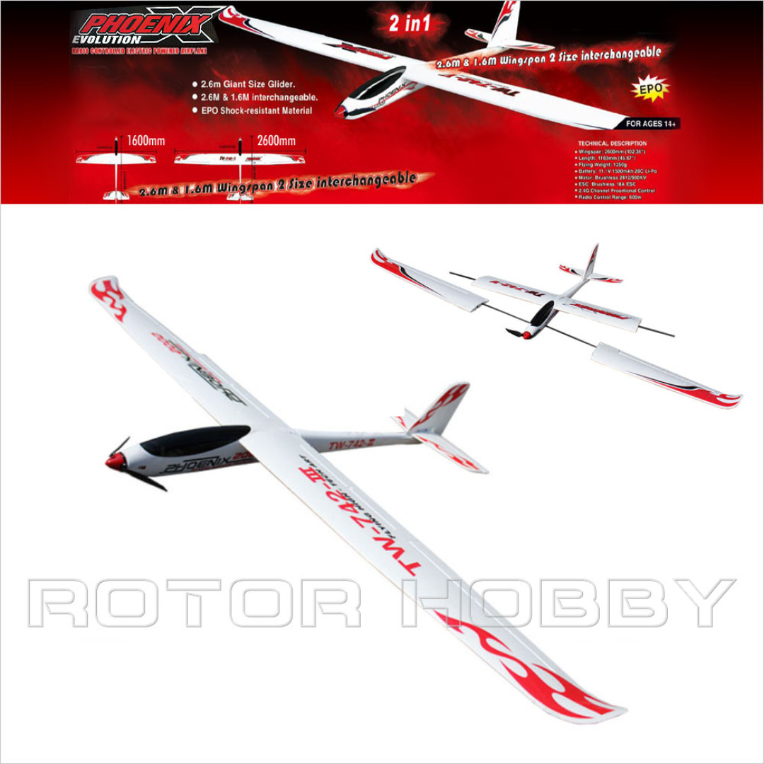 Phoenix evolution best sale 2600mm rc glider