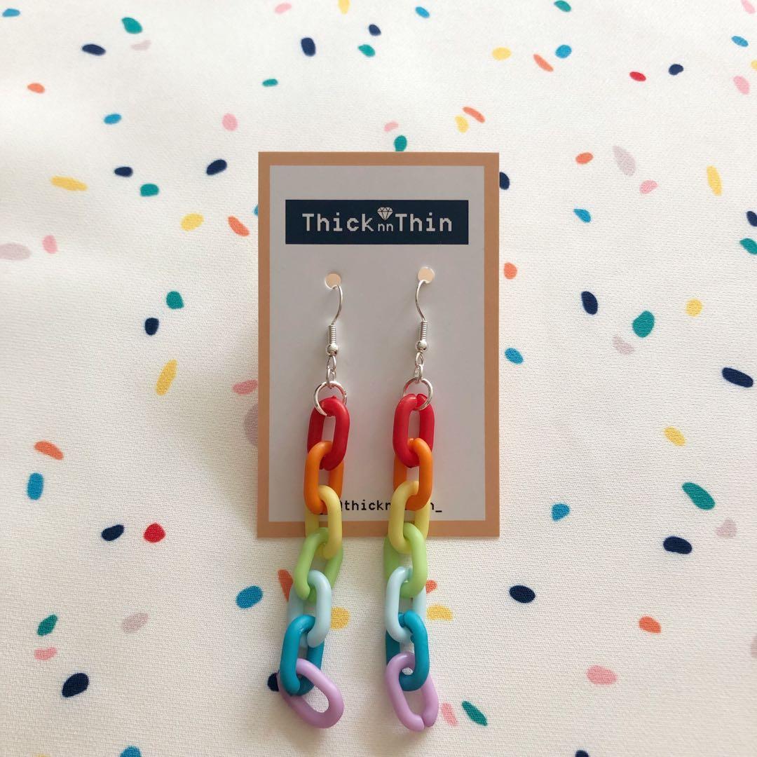 Rainbow sales chain earrings