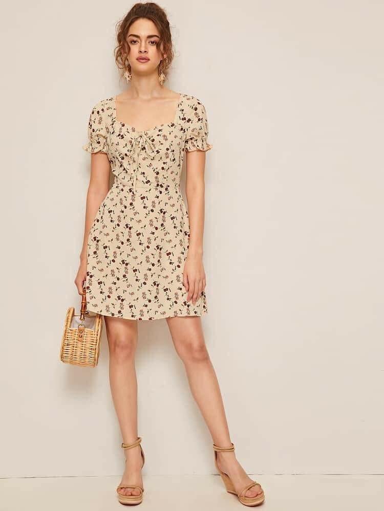 tie neck ruffle cuff floral dress (Category: Dresses) located in Manila. Submitted by stephaniescollection (Listing ID 248446903, Image 2). Description: 🌼🌼WS/Resell Price 320 💫tie neck ruffle cuff floral dress 💫Free Size fits S up to M 💫1 color 💫Chiffion fabric #bandnew #goodquality #koreanfashion #korean #sale #sulit #freeshipping #wholesale #fashion #casual #cheap #dress #koreandress #freesize #affordablefashion #affordable #plussize #big