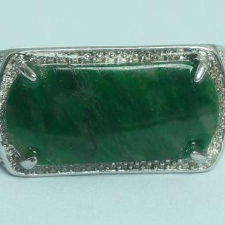 Certd Genuine Untreated Green A Jadeite Jade 925 Silver Ring z775922
