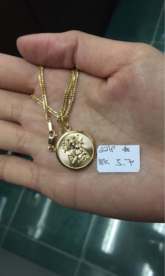 18k Saudi Gold Mother Mary Necklace 
