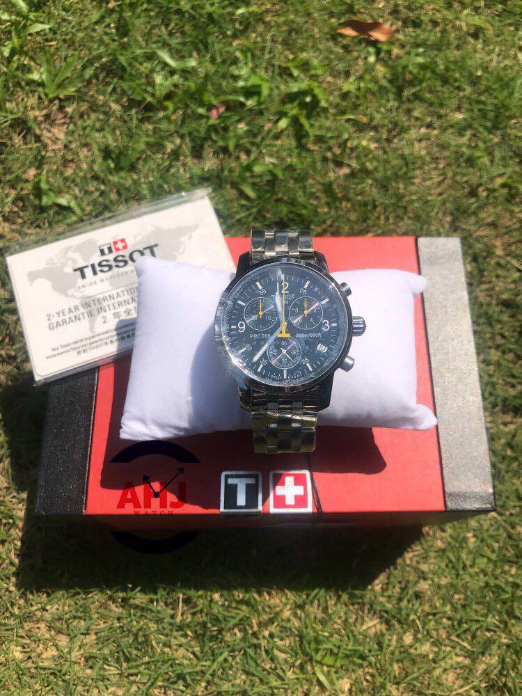 ORIGINAL TISSOT PRC 200 BLACK STEEL CHRONOGRAPH WATCH Men s