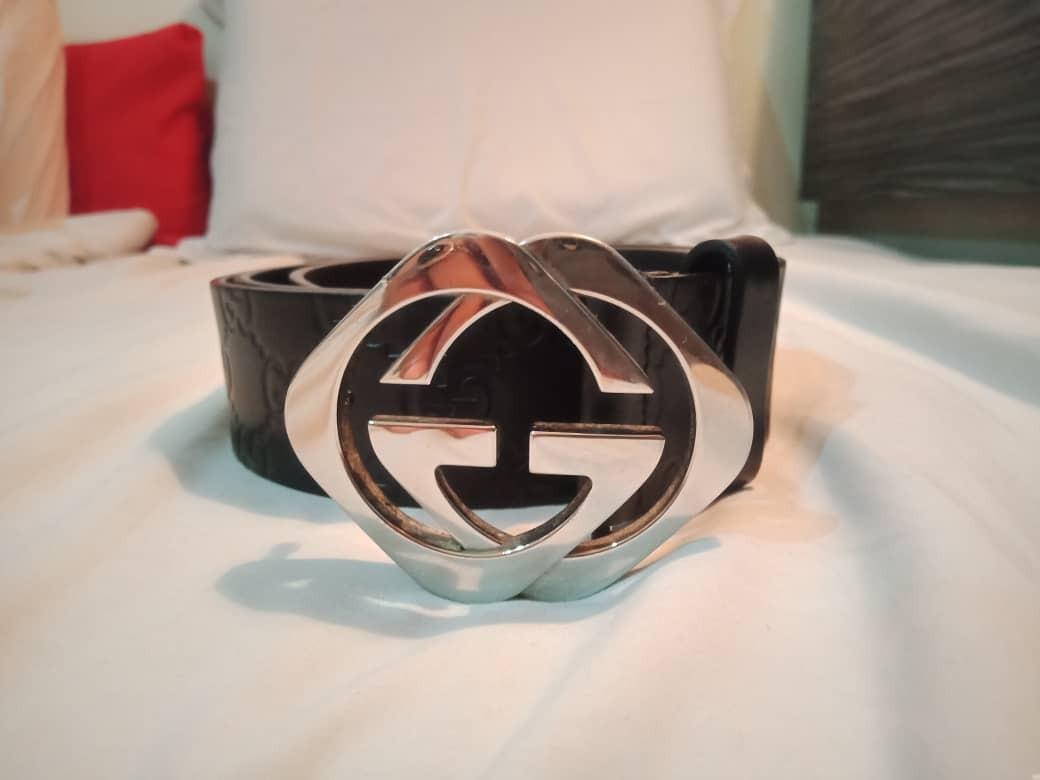 Authentic Gucci Guccissima belt with Square G Men s Fashion