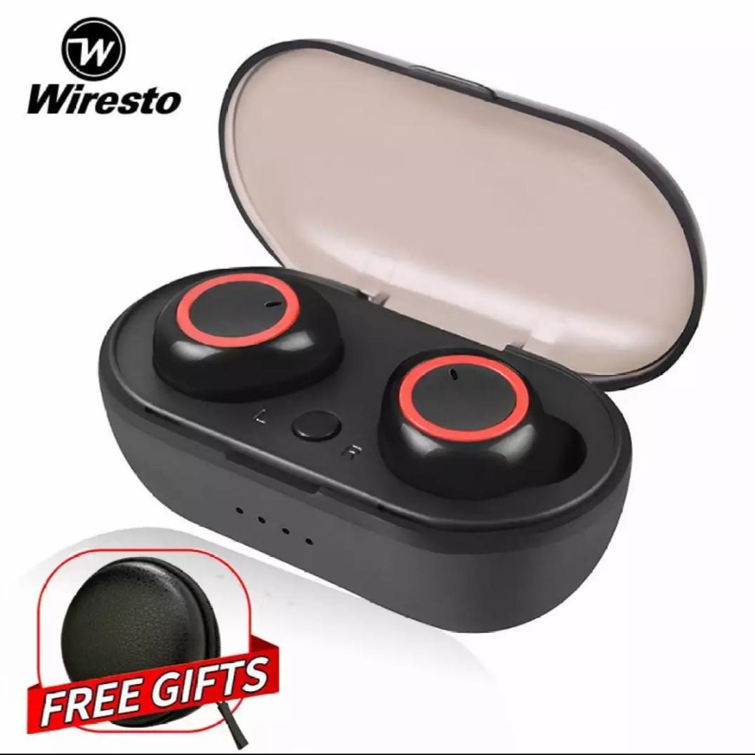 BN Wiresto True Wireless Earbuds Mini Bluetooth 5.0 with Microphone Red Colour