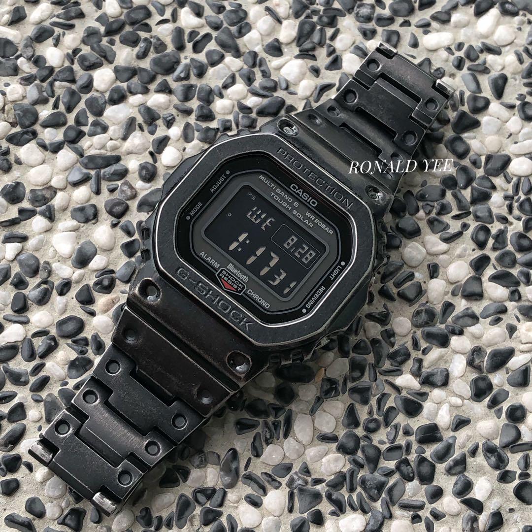 Casio G-Shock GW-B5600HR-1 in Custom rustic black metal bezel and