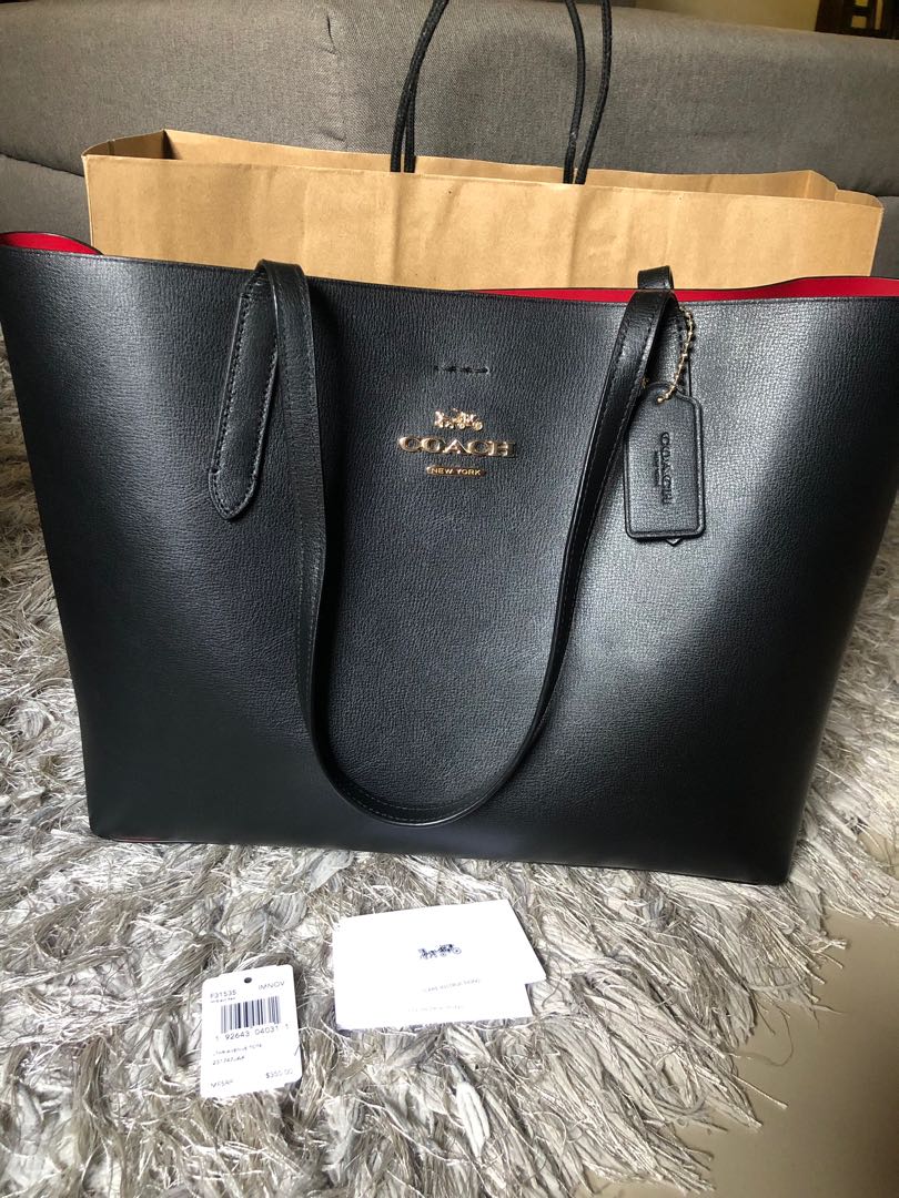 Coach avenue sales tote black red