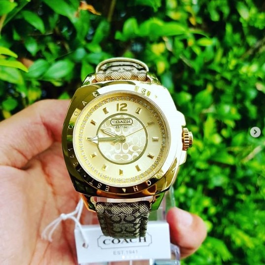 Original Coach Leather Strap Watch Gold 14501287 Women s Fashion