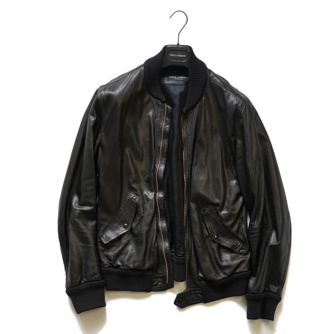 Dolce & Gabbana Black Leather Bomber Jacket TOM FORD GUCCI, 男裝, 外套及戶外衣服-  Carousell