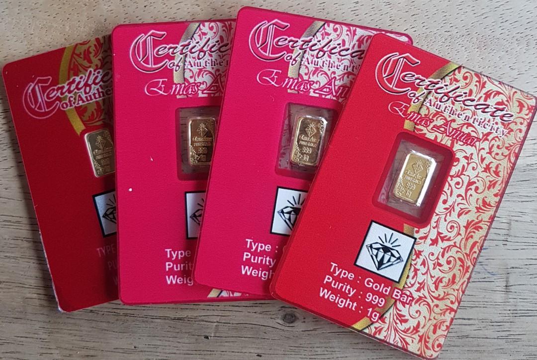Gold Bar Emas Anuar 999 1g Luxury Apparel On Carousell