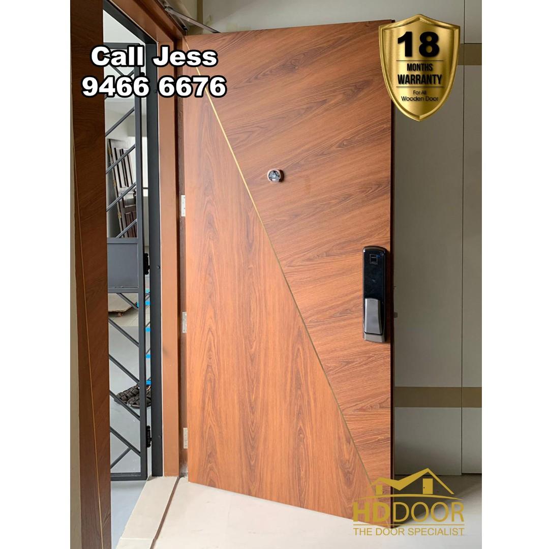 Hdb Nice Design Laminate Fire Rated Main Door With Mild Steel Gate
