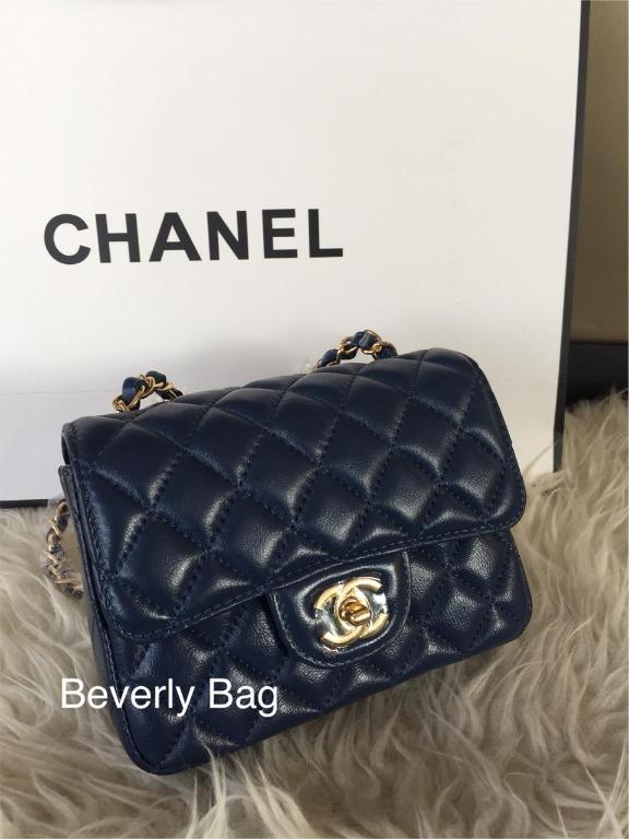 Jual Tas Bag Mini Chanel Slingbag Lambskin ORI LEATHER MIRROR QUALITY navy blue