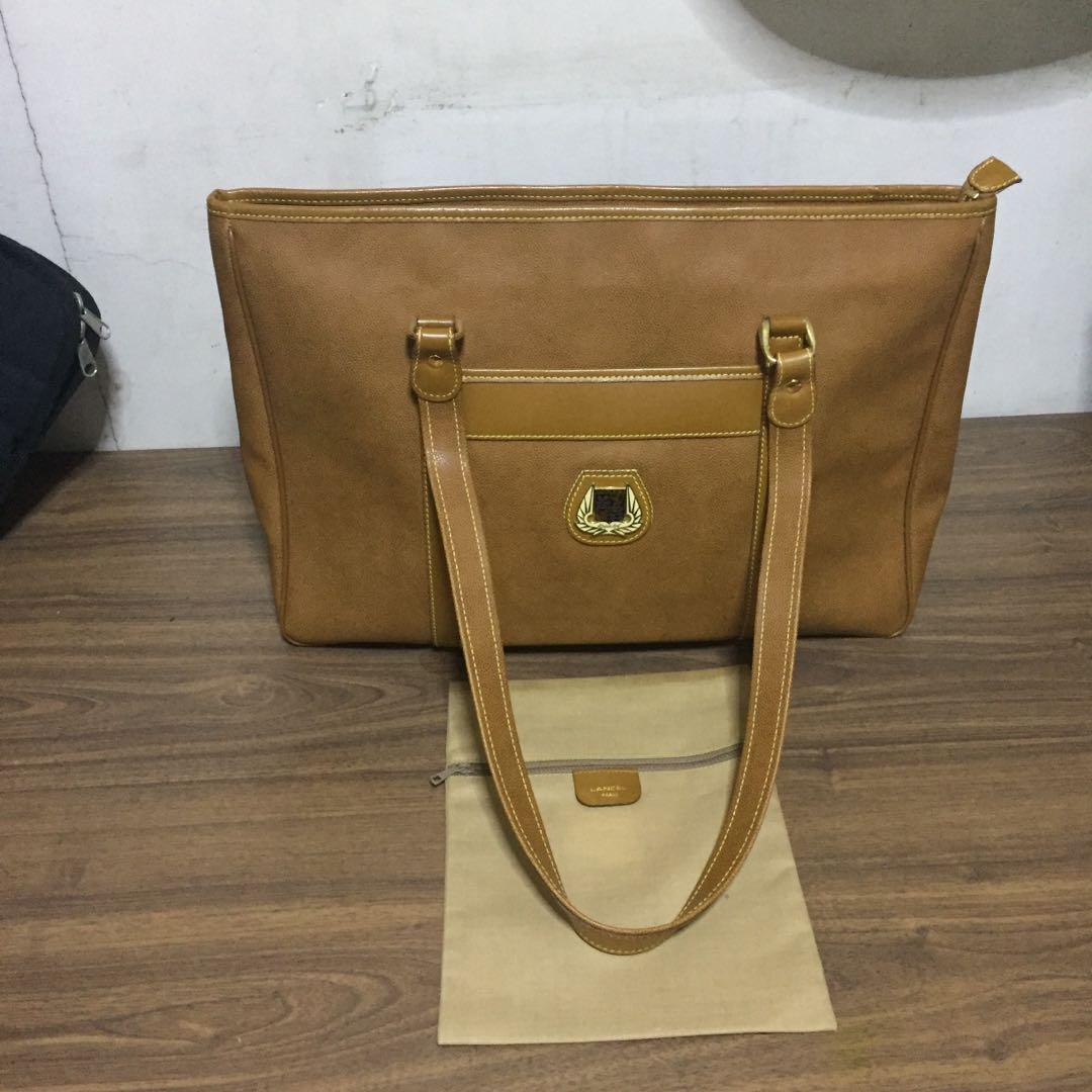lancel mustard pebbled leather vintage tote bag 1567162019 0401cb1e progressive