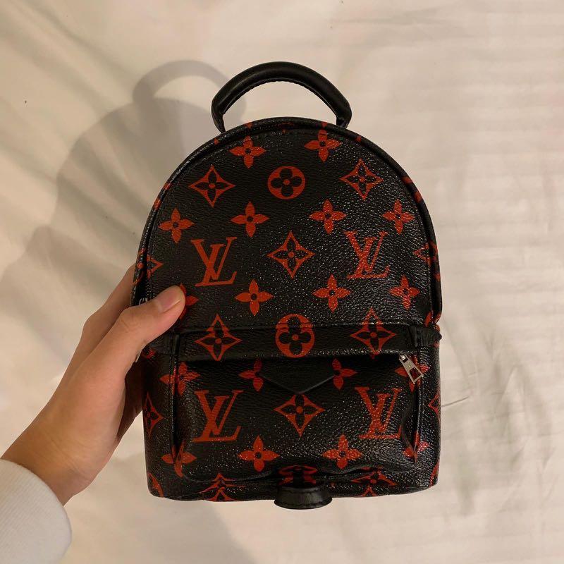 LOUIS VUITTON Monogram Infrarouge Palm Springs PM Backpack Black/Red *Rare*
