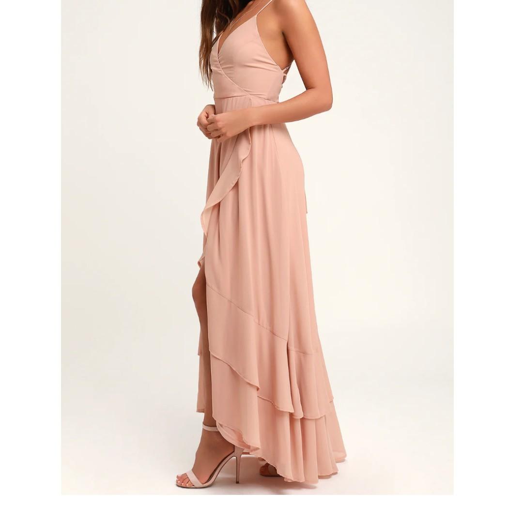 Lulu s In Love Forever Nude Lace Up High Low Maxi Dress PRICE REDUCED