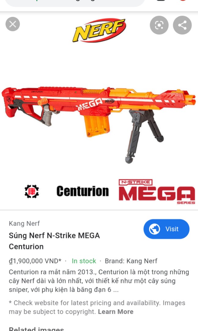 Nerf Mega Centurion sniper ,with barrel n scope for sale, Hobbies & Toys,  Toys & Games on Carousell