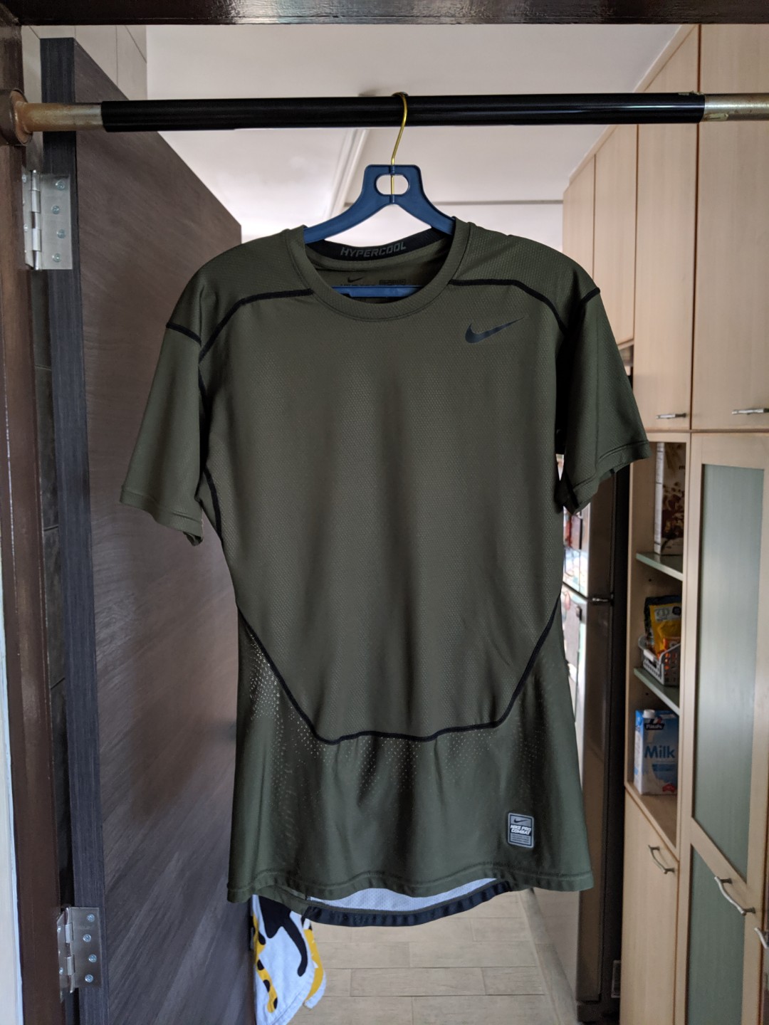 Nike Pro Compression Sports Training Shirt (XL size - Olive Green Colour), Men's Fashion, Activewear on Carousell