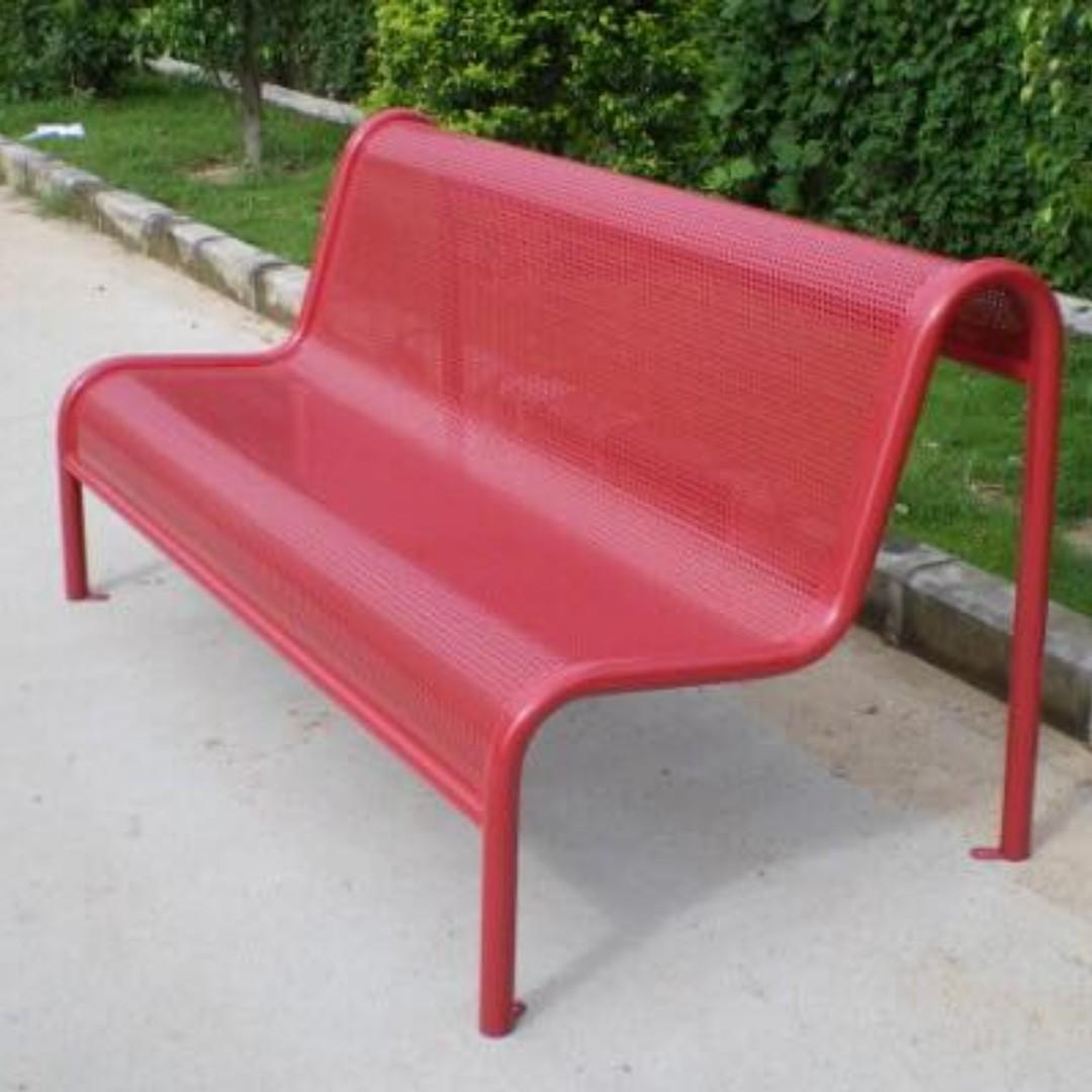 Restaurant Perforated Metal Bench For Canteen Parks Food Court