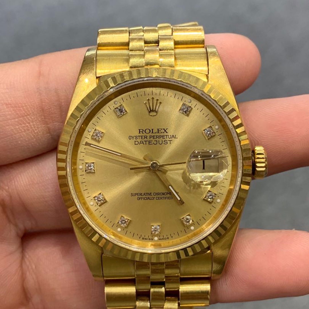 Rolex Datejust Full Gold Diamonds Luxury Watches on Carousell
