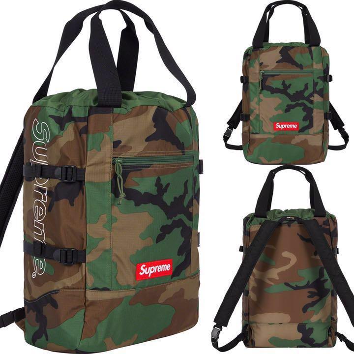 supreme camo tote backpack