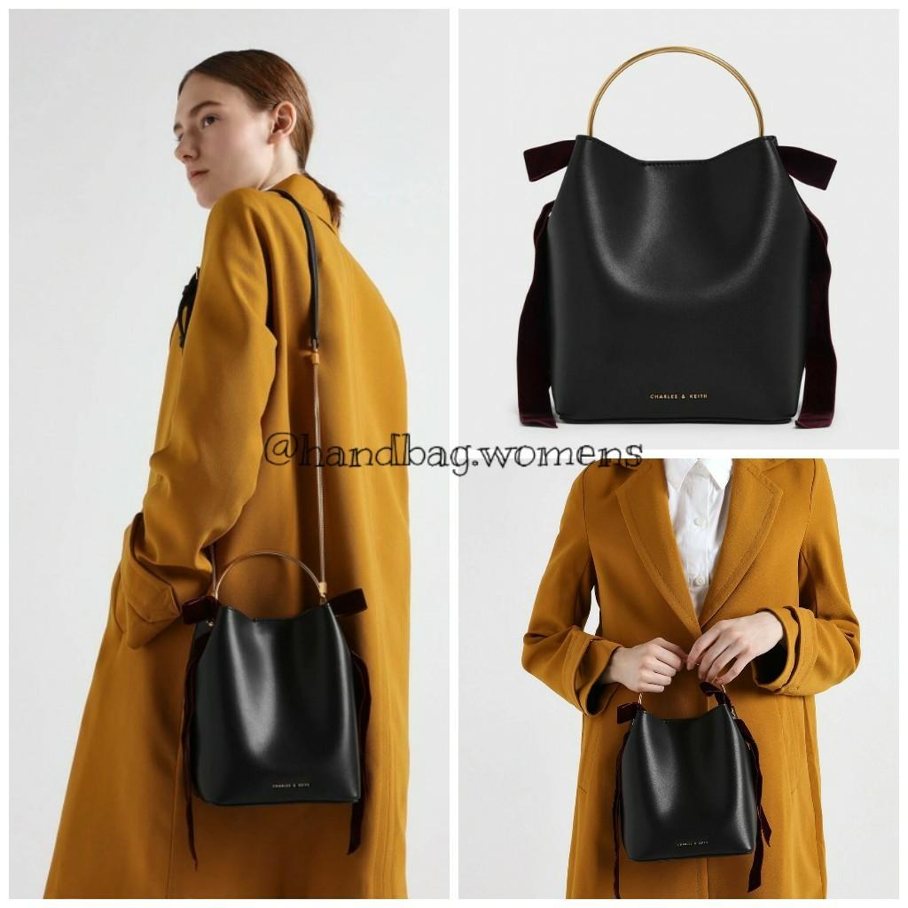 VELVET BOW DETAIL BUCKET BAG CHARLES KEITH PRE ORDER Women s