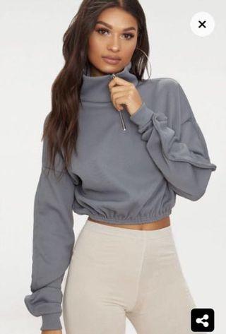 Pretty Little Thing Ripped Cropped Quarter Zip