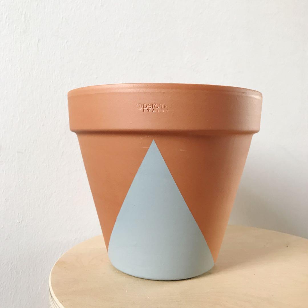 19cm Outdoor Friendly Hand Painted Terracotta Planter Pot Blue Gardening Pots Planters On Carousell